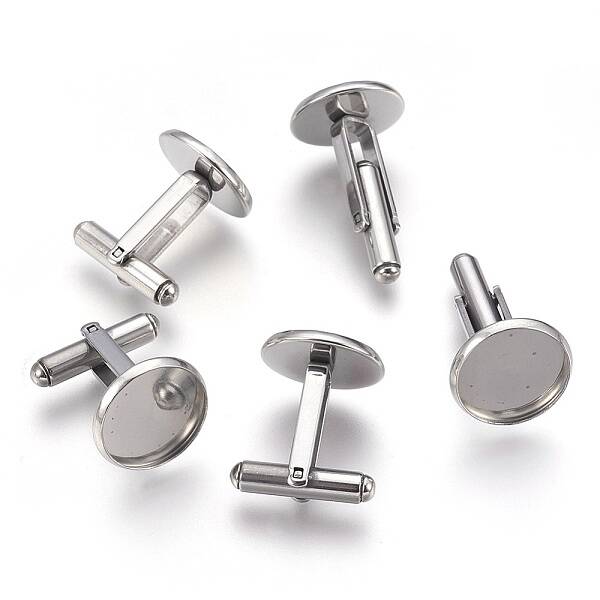 Tarnish Resistant Flat Round Stainless Steel Cuffinks