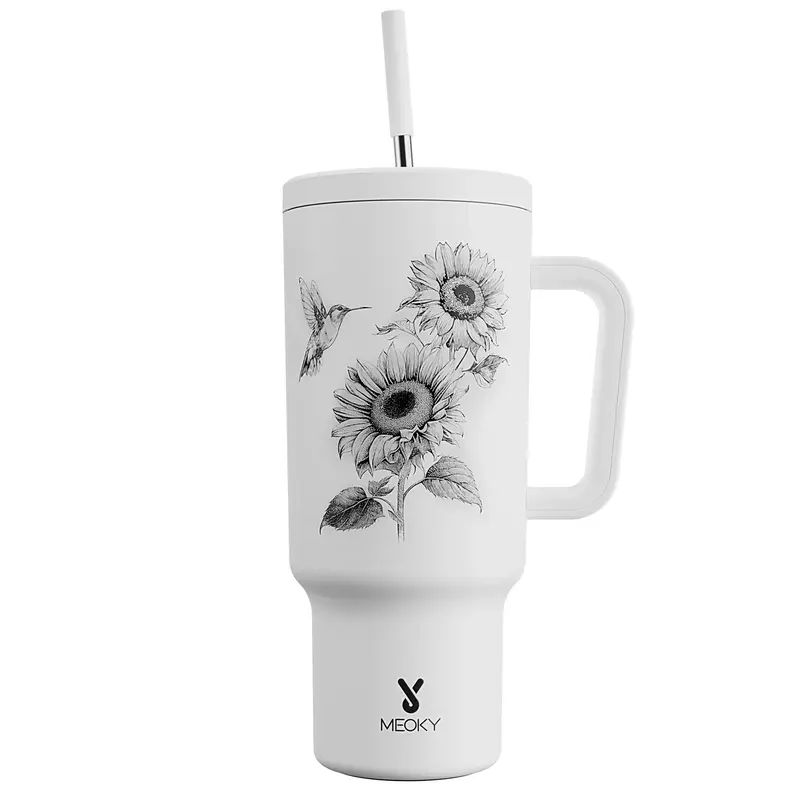 【Ciaobellaapparel × MEOKY】40oz Sunflower Tumbler,Keeps Hot&Cold |,Fits Car Cup Holders,Stainless Steel Insulated cup,Off...