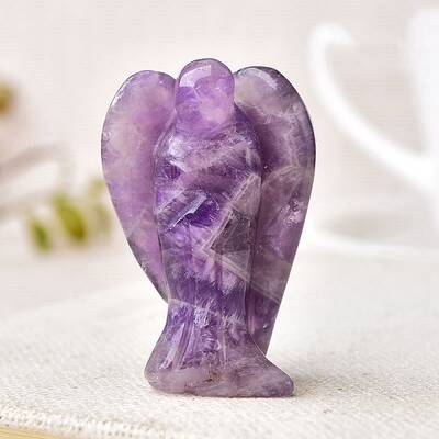 Natural Amethyst Carved Healing Angel Figurines