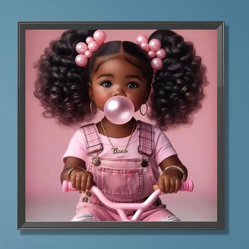 DIY Artificial Rhinestones Arts Painting Kit Without Frame, Curly Hair Girl Pattern DIY Painting, Handmade Craft Wall Art De...