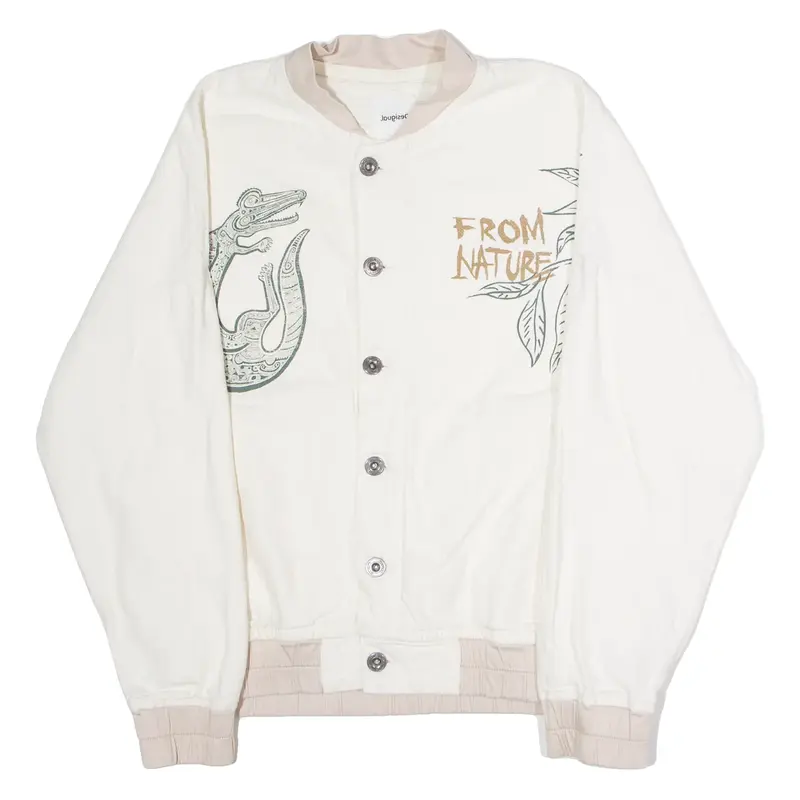 DESIGUAL From Nature Mens Bomber Jacket Cream Canvas M