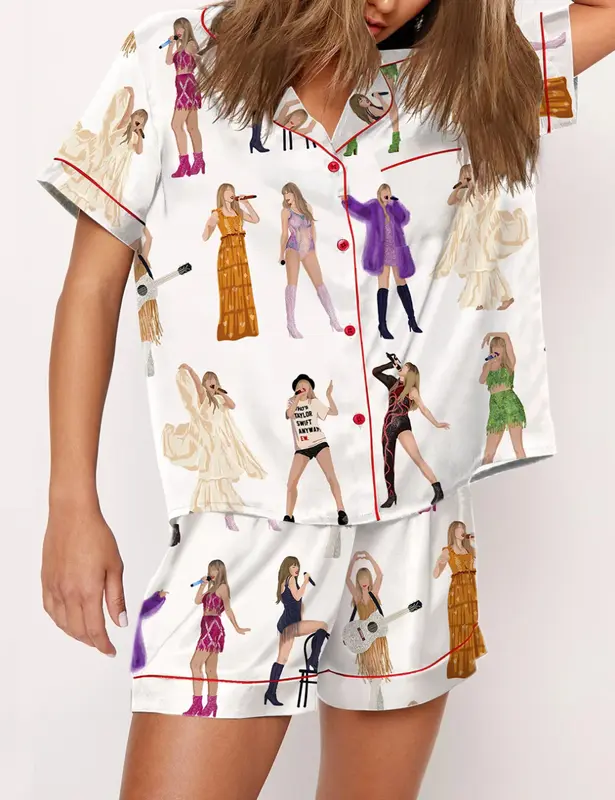 Moon Princess Sailor Guardians Wand Satin Pajama Set For Women Print Comfy Satin Sleepwear & Loungewear Pjs Printing Silky To...