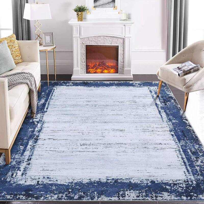 Garvee Large Rug 8x10 Modern Bordered Area Rug Washable Rug for Living Room Contemporary Border Print Accent Rug Non Slip Bac...