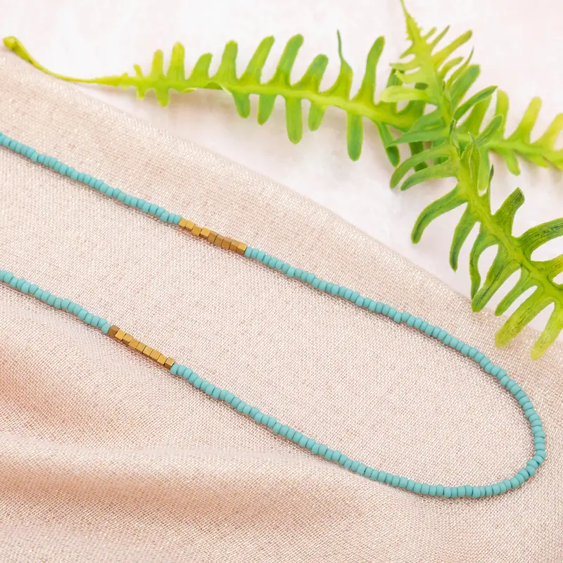Iraqi Delicate Rope Necklace - Blue/Turquoise