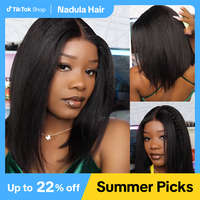 【UPGRADED】Nadula Yaki/Silk Straight Bob Lace Wig With Drawstring 180% Density 100% Human Hair Glueless for Beginners Spri...