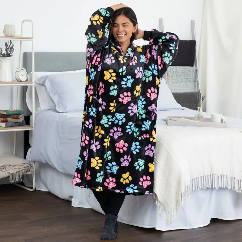 Super Cozy™ Premium Full Zip Oversized Blanket Hoodie - Paws Galore™
