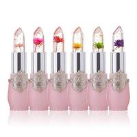 6PCS Transparent Color Change Lip Balm Moisturizer Pink Crystal Flowers Makeup Temperature Lipstick Long Lasting Lip Balm Mag...