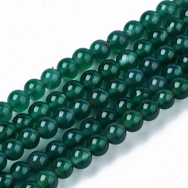 Natural Green Onyx Agate Beads Strands