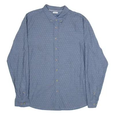 JOULES Slim Fit Mens Shirt Blue Polka Dot Long Sleeve 2XL