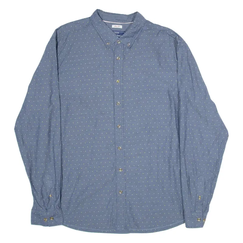 JOULES Slim Fit Mens Shirt Blue Polka Dot Long Sleeve 2XL