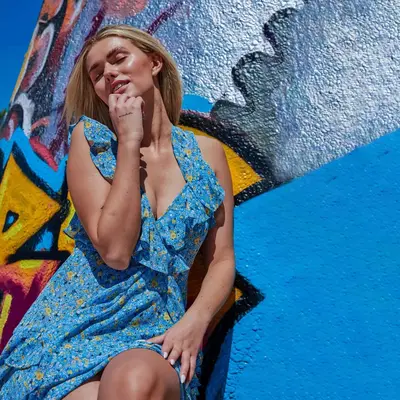 Grace Mini Dress | Size: 40 | Color: Blue Flowers