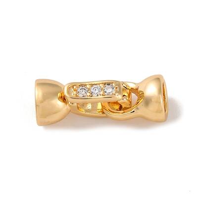 Brass Micro Pave Clear Cubic Zirconia Fold Over Clasps