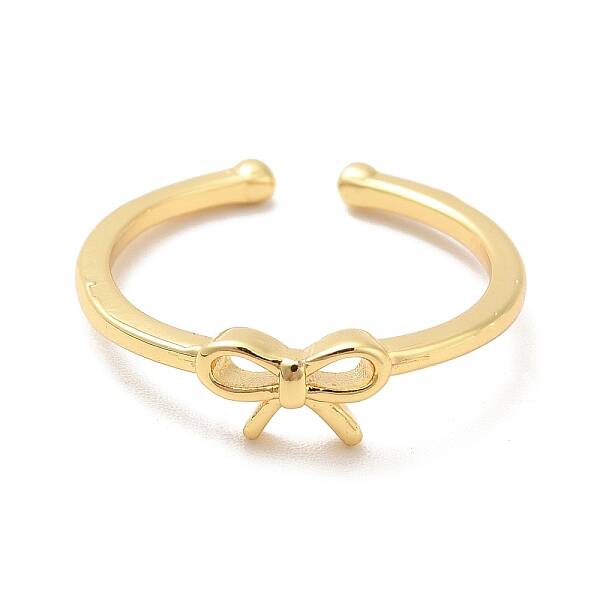 Brass Bowknot Open Cuff Ring for Women