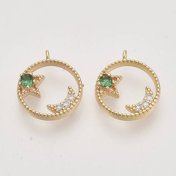 Brass Micro Pave Cubic Zirconia Charms