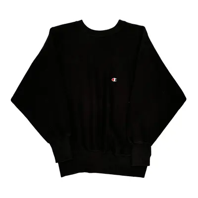 Made In Usa Reverse Weave Champion Sweatshirt - Medium Black Cotton Blend | Size: medium