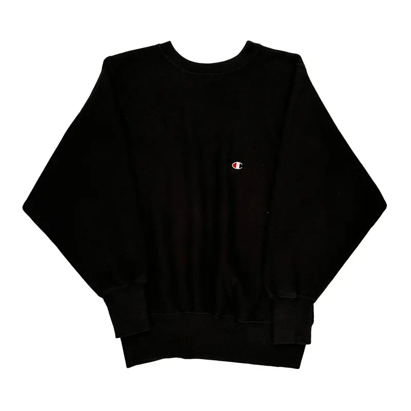 Made In Usa Reverse Weave Champion Sweatshirt - Medium Black Cotton Blend | Size: medium