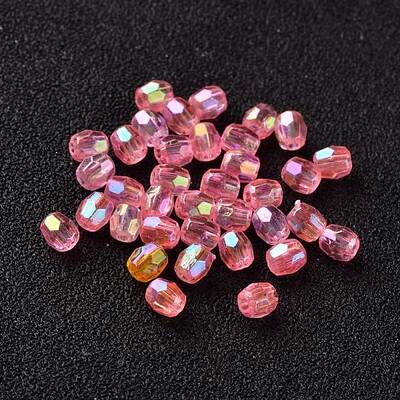 AB Color Plated Eco-Friendly Transparent Acrylic Barrel Beads
