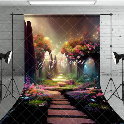 Aperturee Colorful Spring Forest Path Sweep Photo Backdrop, 5X7FT(1.5X2.1M), 42 USD, sweep backdrops, XQSD1X33-D