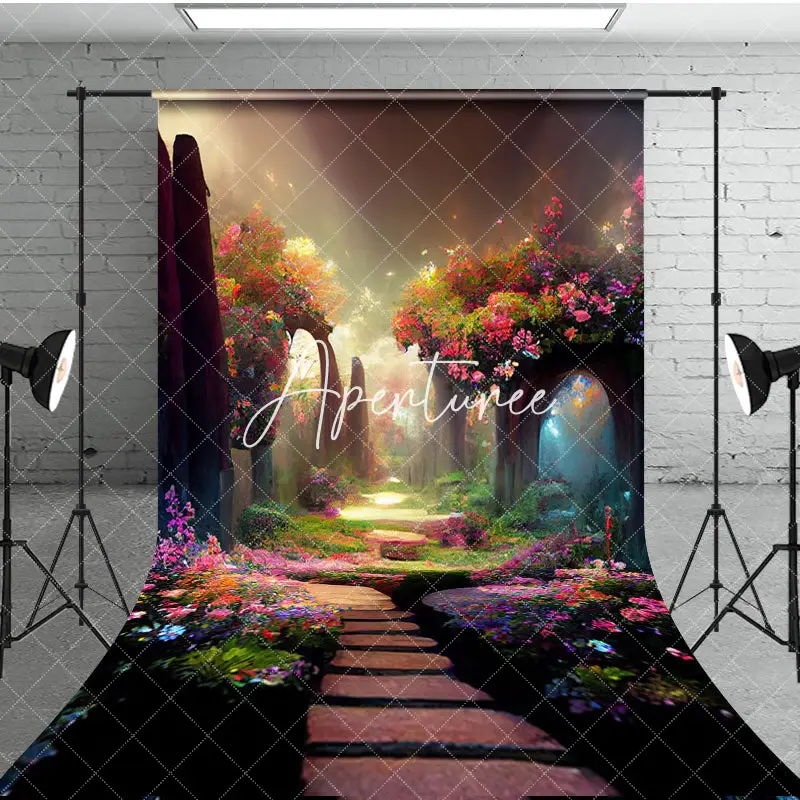 Aperturee Colorful Spring Forest Path Sweep Photo Backdrop, 5X7FT(1.5X2.1M), 42 USD, sweep backdrops, XQSD1X33-D