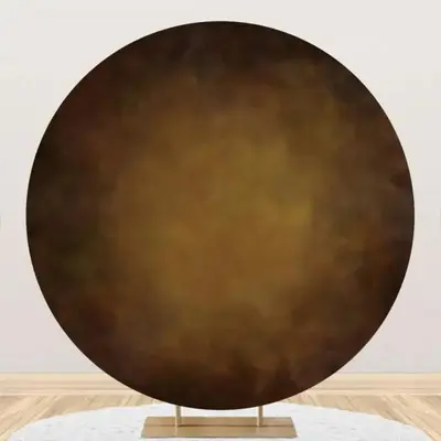 Retro Brown Abstract Texture Round Birthday Backdrop - Aperturee