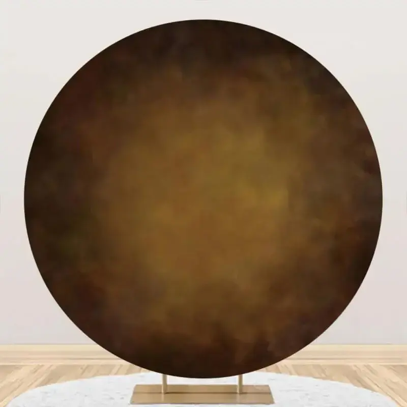 Retro Brown Abstract Texture Round Birthday Backdrop - Aperturee