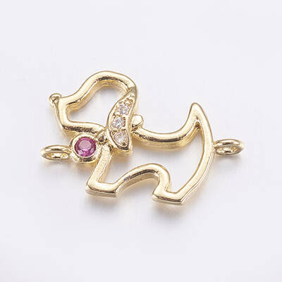 Brass Micro Pave Cubic Zirconia Puppy Links connectors