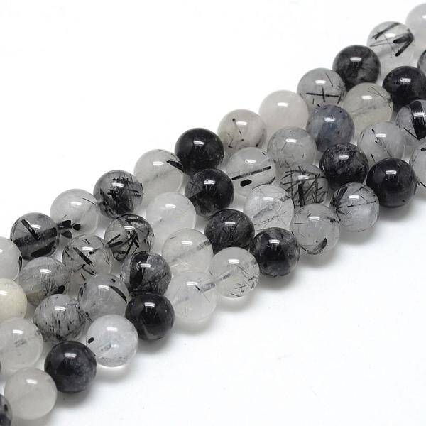 Natural Black Rutilated Quartz Beads Strands
