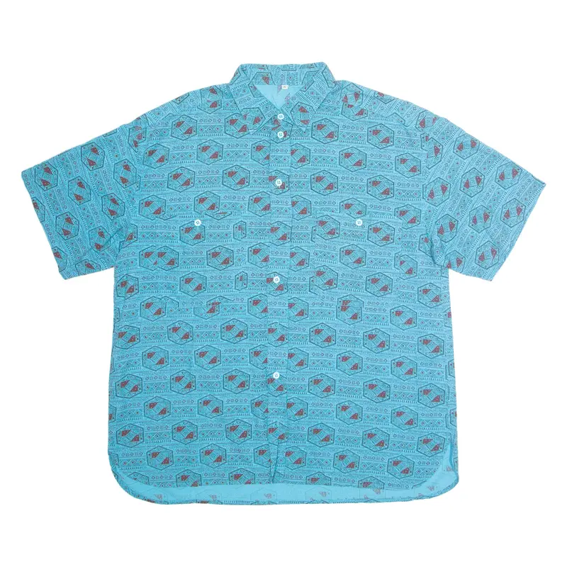 Mens Shirt Blue Crazy Pattern XL