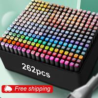 262/168/120/60/24Pcs  Alcohol Brush Markers with Free App,Dual Brush & Chisel Tips Blender Art Markers for Adults and Kids, A...