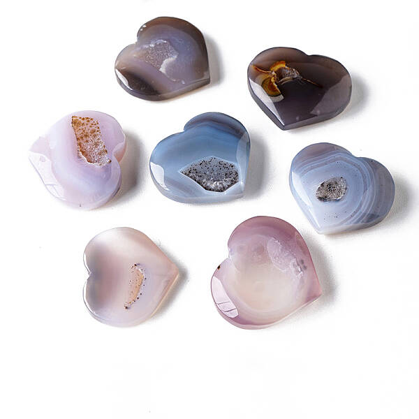 Natural Druzy Agate Heart Love Stones