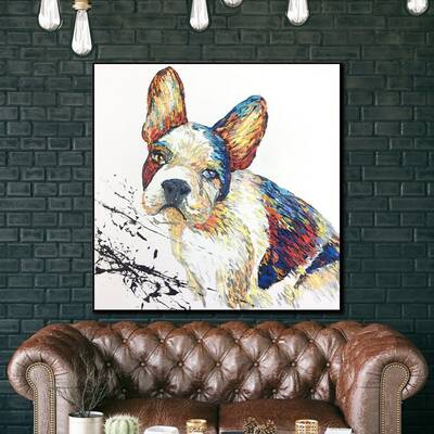 Abstract French Bulldog Terrier Painting Unique Dog Wall Artwork Modern French Bulldog Dog Artwork Animal Abstract | EXPECTAT...