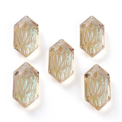 Embossed Glass Rhinestone Pendants