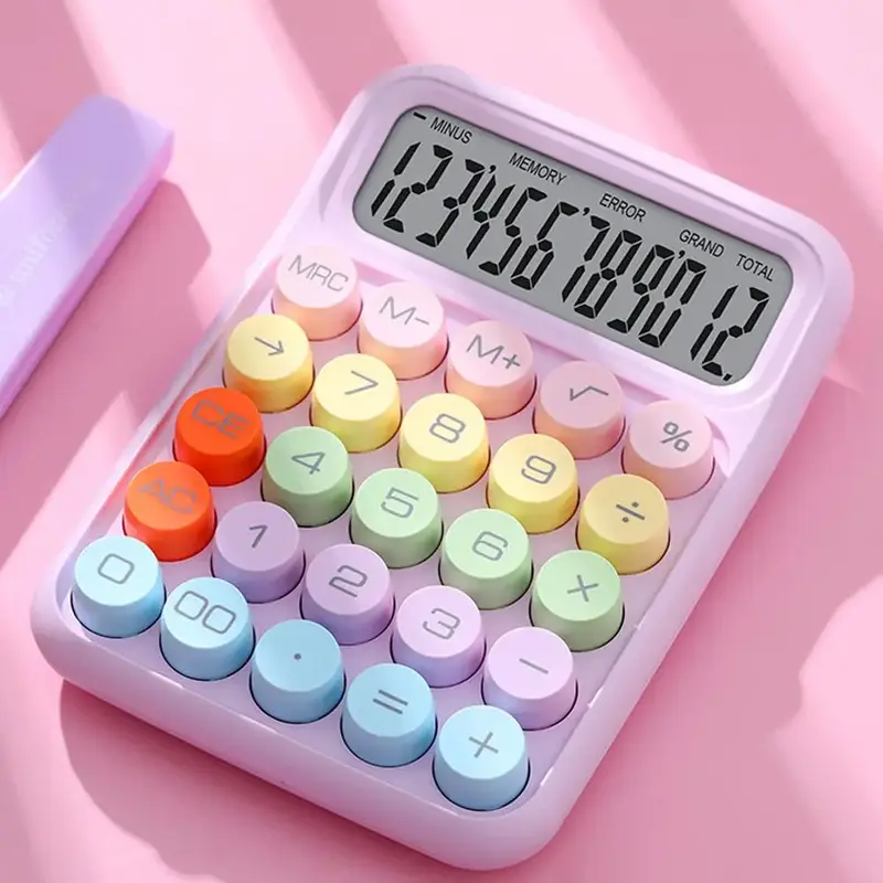 Colorful Keyboard Calculator, 1 Count Round Mechanical Keyboard Desktop Calculator, Accounting Supplies for School Student Of...