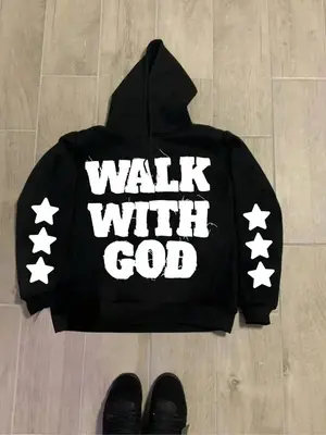 Men's Letter & Star Print Drawstring Hoodie, Casual Regular Fit Long Sleeve Hooded Sweatshirt for Fall & Winter, Men's Top fo...