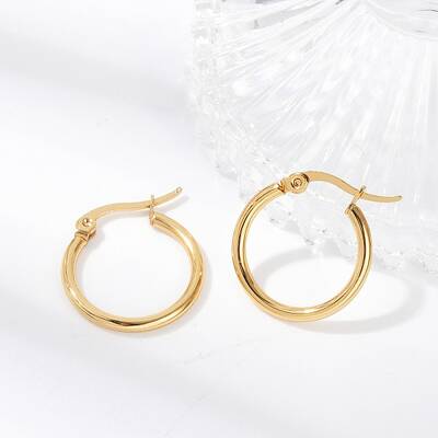 PVD Vacuum Plating 201 Stainless Steel Hoop Earrings with 304 Stainless Steel Pins for Women