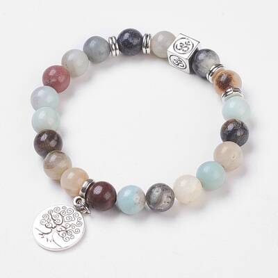 Natural Flower Amazonite Stretch Bracelets