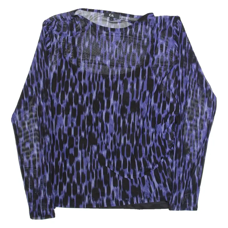 C&A Womens Printed Top Blue Long Sleeve Animal Print L