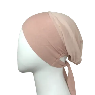 Tie Back Airy Mesh Hijab Caps - Rose Taupe