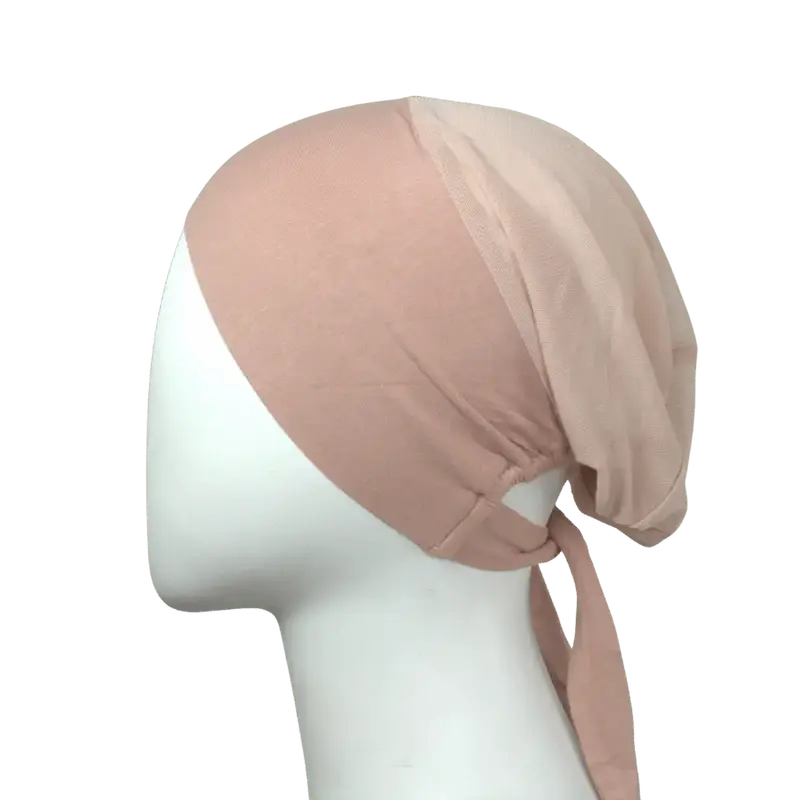 Tie Back Airy Mesh Hijab Caps - Rose Taupe