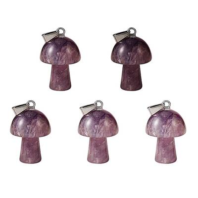 5Pcs Natural Natural Amethyst Pendants