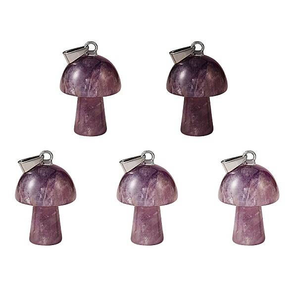 5Pcs Natural Natural Amethyst Pendants
