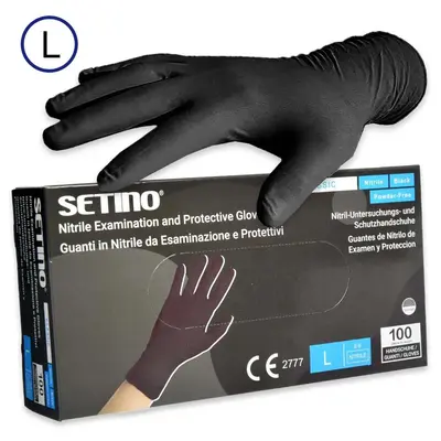 Powder-free nitrile gloves 100 pieces size l setino 3.5 gr black