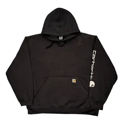 Carhartt Logo On Sleeve Carhartt Spellout Hoodie - 3XL Black Cotton Blend