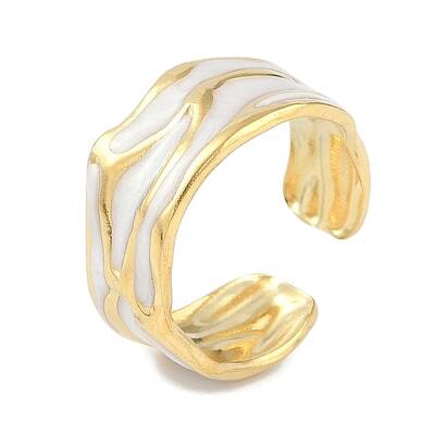 Ion Plating(IP) 304 Stainless Steel Enamel Cuff Finger Rings