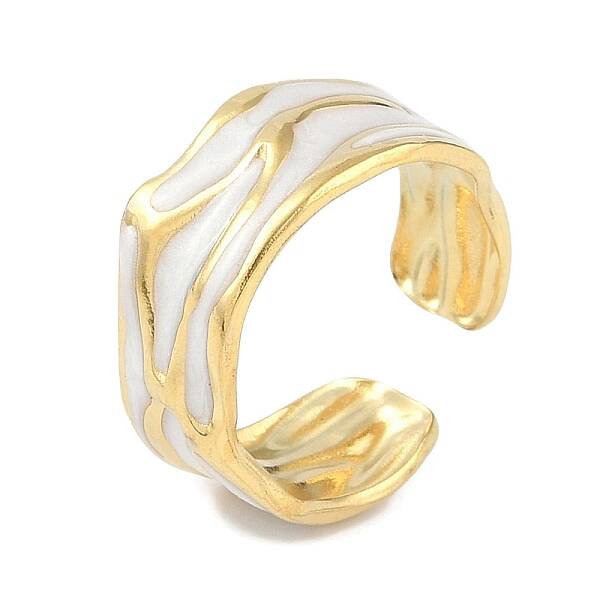 Ion Plating(IP) 304 Stainless Steel Enamel Cuff Finger Rings