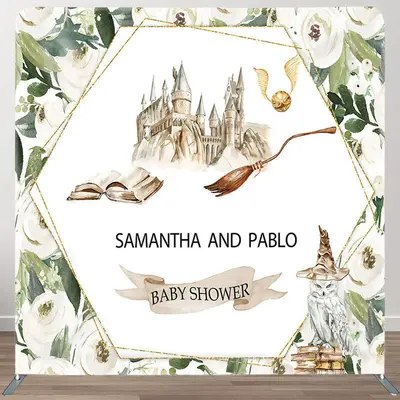 Aperturee White Flower Castle Fabric Backdrop Cover for Baby Shower - Aperturee