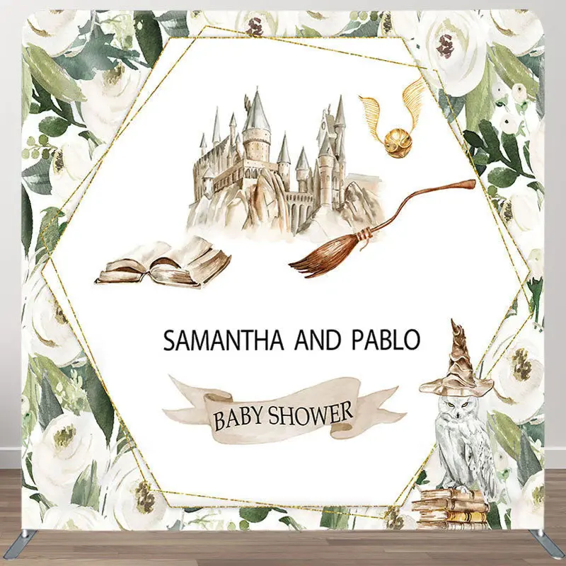 Aperturee White Flower Castle Fabric Backdrop Cover for Baby Shower - Aperturee