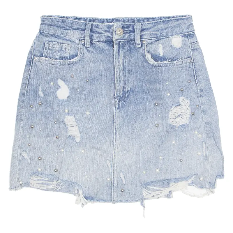 ZARA Womens Mini Skirt Blue Short Denim XS