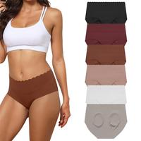 LEVAO 6-Piece Suit Women Multi Mid Waist Underwear Invisible Seamless Polyester Soft Breathable Elastic Coverage Brief No Sho...
