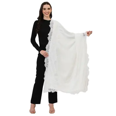 Modal Pashmina Lace Scarf For Women Lightweight Shawl Wrap Weddings Parties & Casual Wear Soft Floral Stole